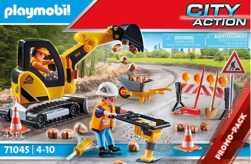 Playmobil Set de Juego Construcción de Carreteras