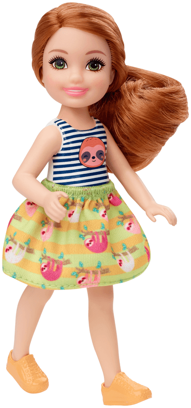 Barbie Club Chelsea  Muñeca de playa, Con Playera y Vestido de Perezoso