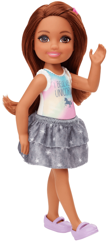 Barbie Club Chelsea  Muñeca de playa, Con Playera de Unicornio-1