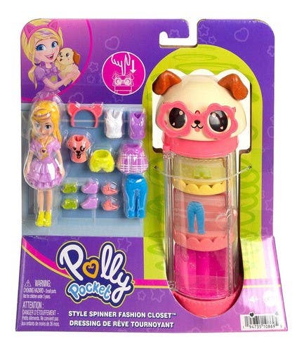 Polly Pocket Muñeca Tubo de Perrito con 3 Outfits