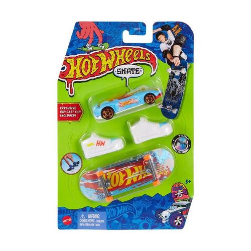 Hot Wheels 2 Pack Skate Patineta y Carro Azul Claro