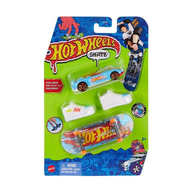 Mattel Hot Wheels Skate Patineta y Carro Azul Claro HGT71