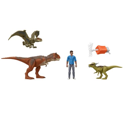 Jurassic World Animado Set de Juego con 3 Dinosaurios y una Figura de Acción de Darius
