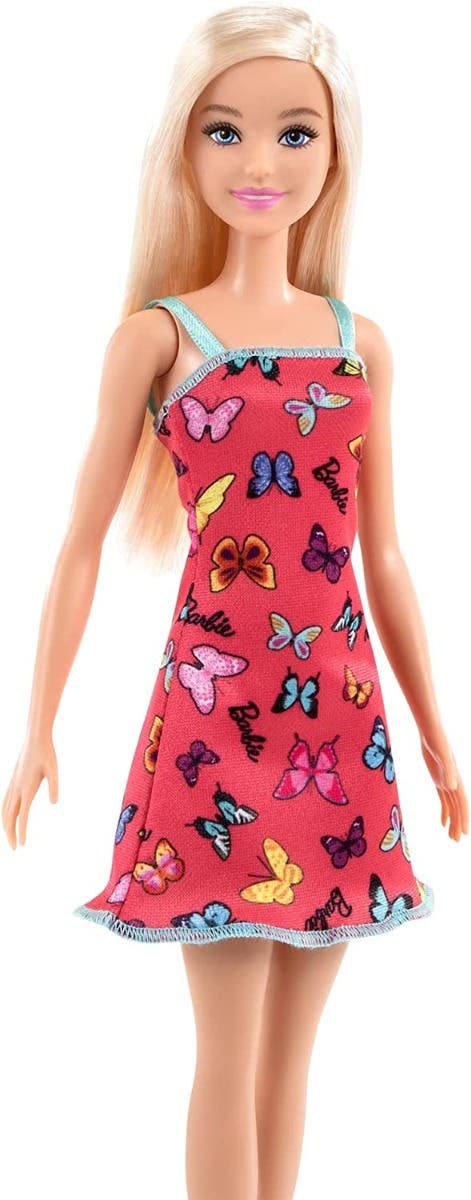 Barbie Muñeca Vestido Rojo con Mariposas