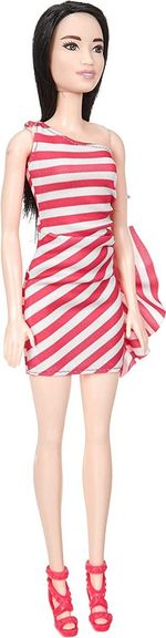 Mattel Barbie Vestido Rayas Rojo FXL68