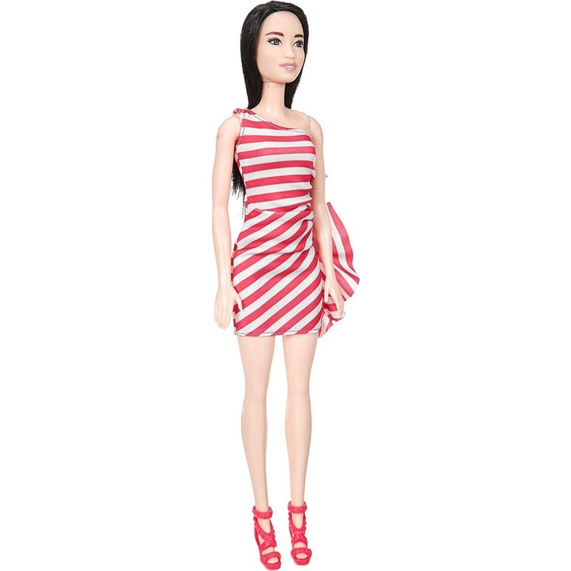 Mattel Barbie Vestido Rayas Rojo FXL68