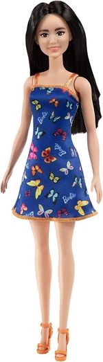 Mattel Barbie Básica Vestido Azul Mariposas T7439