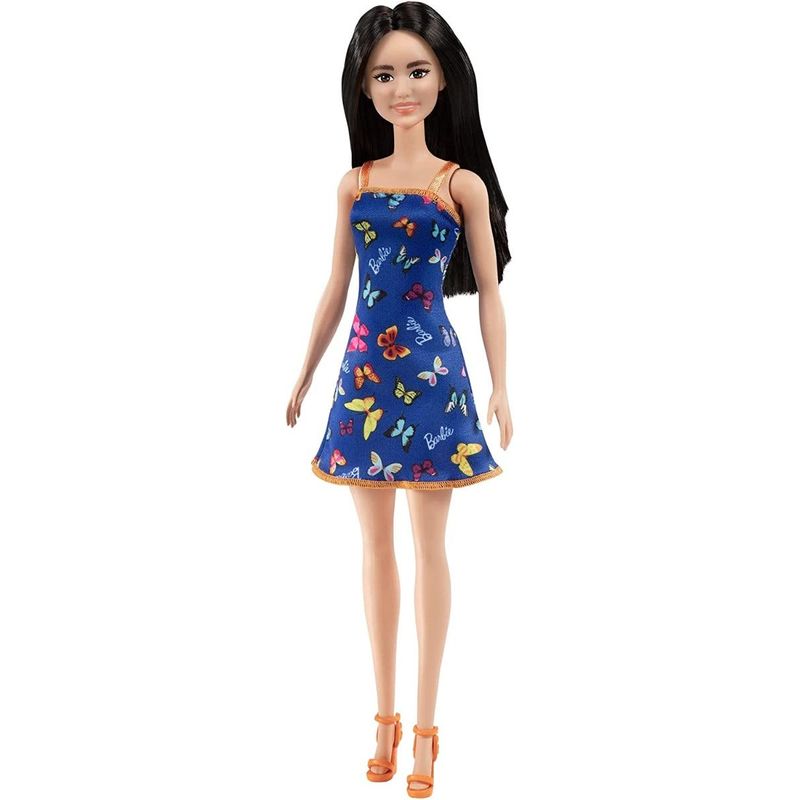 Mattel Barbie Básica Vestido Azul Mariposas T7439