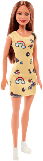 Mattel-Barbie-Basica-Vestido-Cabello-Castaño-FJF17