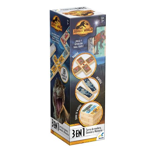 Jurassic World Jenga con Domino Juegos de Mesa