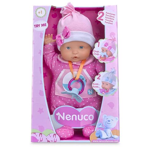 Nenuco que dice Mamá, Papá, Ríe y llora sin su Chupón; Outfit Rosa