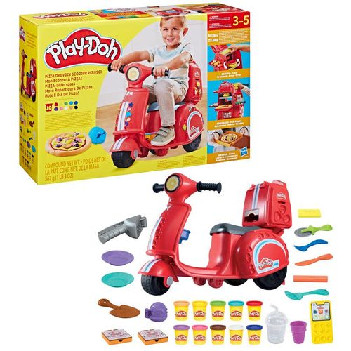 Play-Doh Vespa Montable Correpasillos y Pizzería con 15 Accesorios y 10 Latas