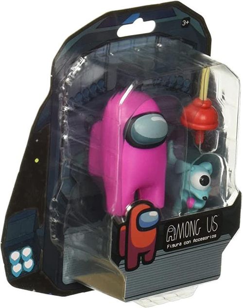Among Us Set Figura Rosa 2.5" con Accesorios