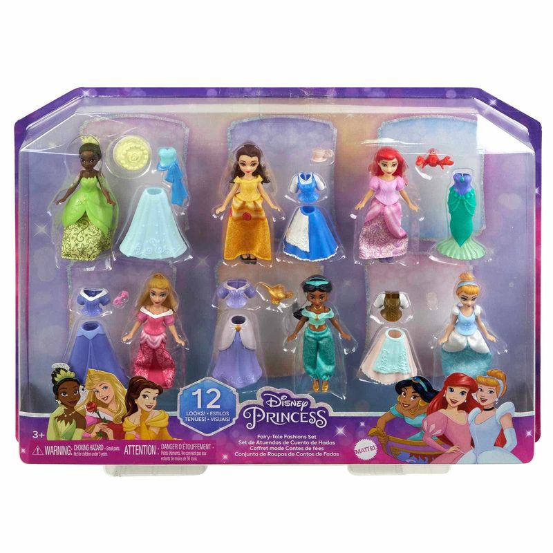 Mattel-Disney-Princesa-Coleccion-Atuendos-Real---Tiana-Aurora-Cenicienta-Bella-Ariel-y-Jazmin---HPD51