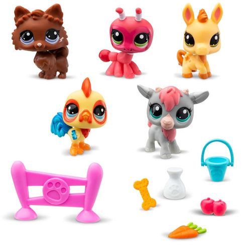 Littlest Pet Set de Figuras de Granja con 5 Mascotitas con Accesorios