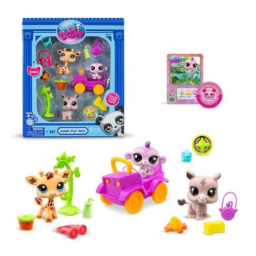 Littlest Pet Set de Juego Safari con 3 Mascotitas con Accesorios