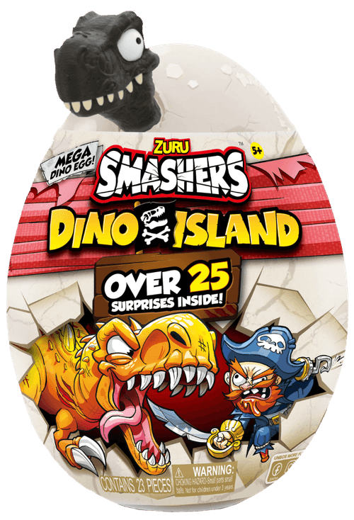 Dinosaurio Huevo Sorpresa con 2 Figuras Dinosaurio Naranja vs Pirata