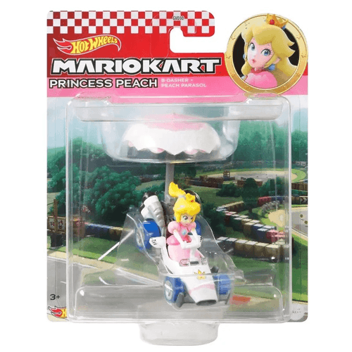 Hot Wheels Mario Kart  Vehículo Peach con Glider
