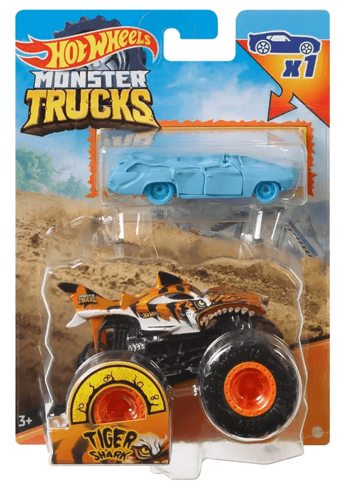 Hot Wheels Monster Truck Tiger Shark & Crushed Wagon
