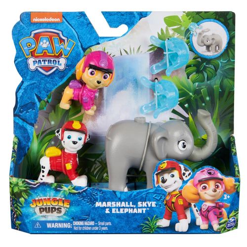 Paw Patrol Set JunglePups con Marshall, Skye y Elefante