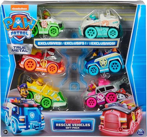 Paw Patrol Set de Juegos 6 Vehículos Neon
