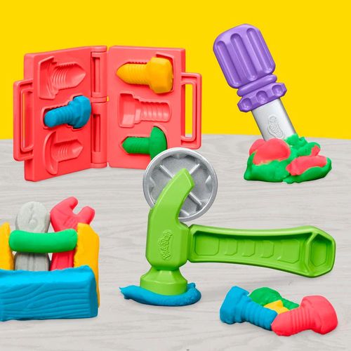Play-Doh  Set de Juegos Mesa de Trabajo con Herramientas con Accesorios y 5 Latas