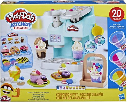 Play-Doh Set de Juegos Cafetería con Maquina de Café 20 Accesorios y 8 Latas