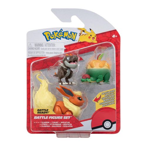 Pokémon 3 Pack Figuras de Batalla Appltun, Tyrunt Y Flareon PKW3507