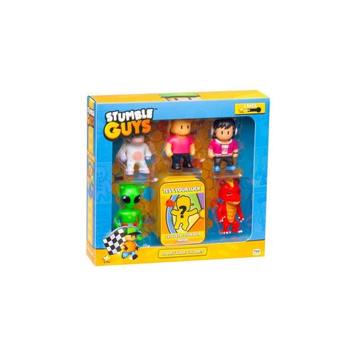 Stumble Guys 6pack figuras 2": Sprinkles, Ms. Stumble, Gamer Gina, Green Alien, figura sorpresa e Inferno Dragon