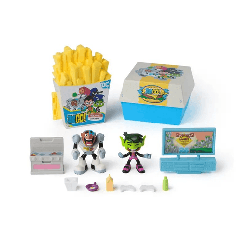 Teen Titans Go! Chico Bestia y Cyborg Playsets de Hamburguesa con Papas Incluidas