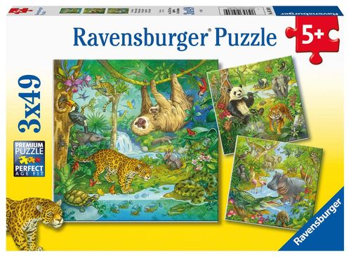 Set de 3 Rompecabezas  Ravensburger Aventura en la Jungla