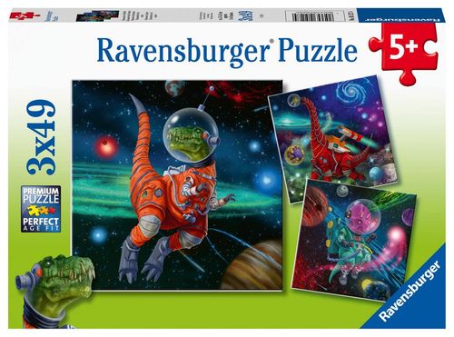 Rompecabezas  Dino Space, 3 rompecabezas de 49 piezas