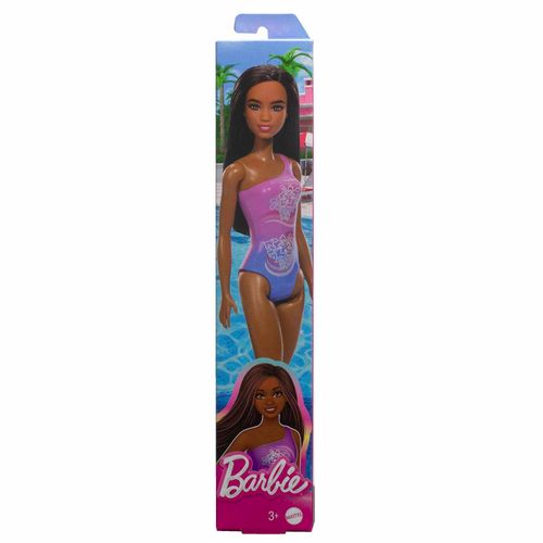 Barbie Fashion Doll & Beauty de Playa con Traje de Baño Morado