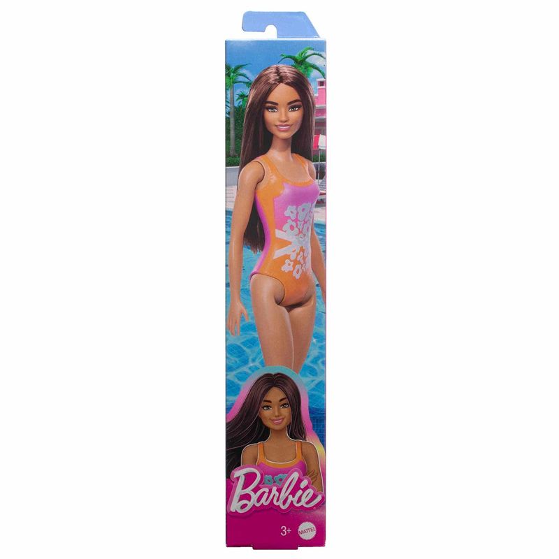 Mattel-Barbie-Playa-con-Traje-de-Baño-Naranja-DWJ99