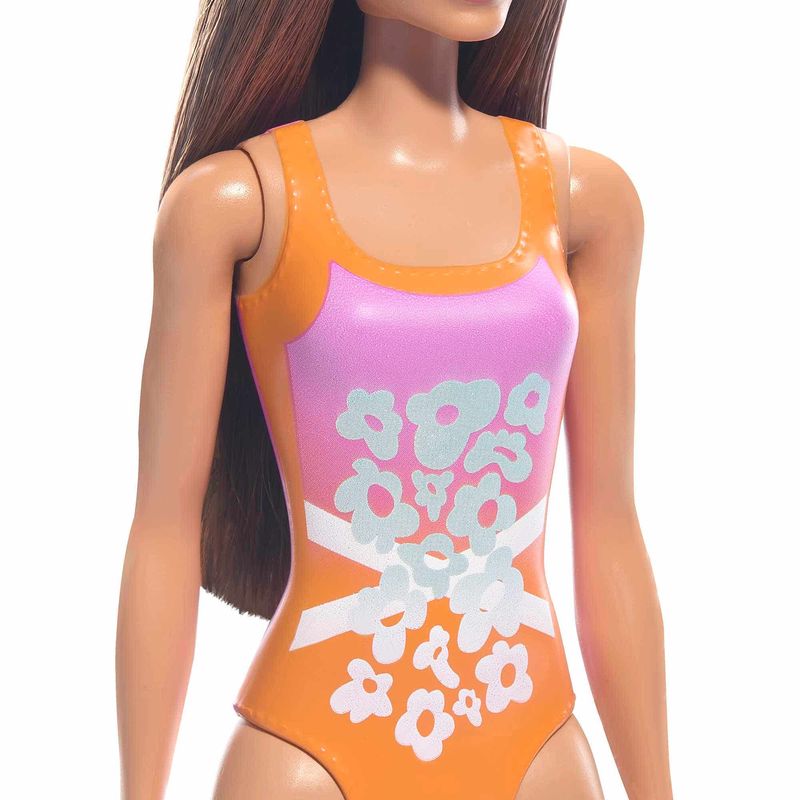 Mattel-Barbie-Playa-con-Traje-de-Baño-Naranja-DWJ99