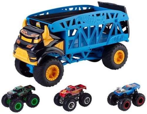 Hot Wheels Monster Truck Transportador con 3 Coches