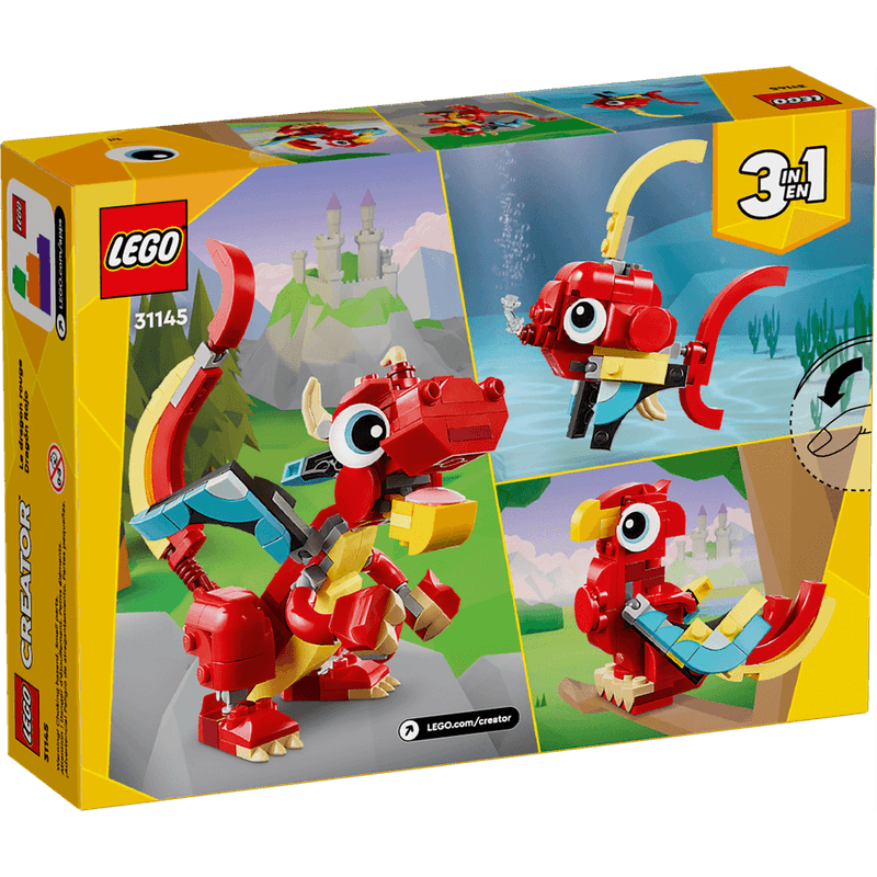 LEGO-Dragon-Rojo-3-en-1-Creator--31145