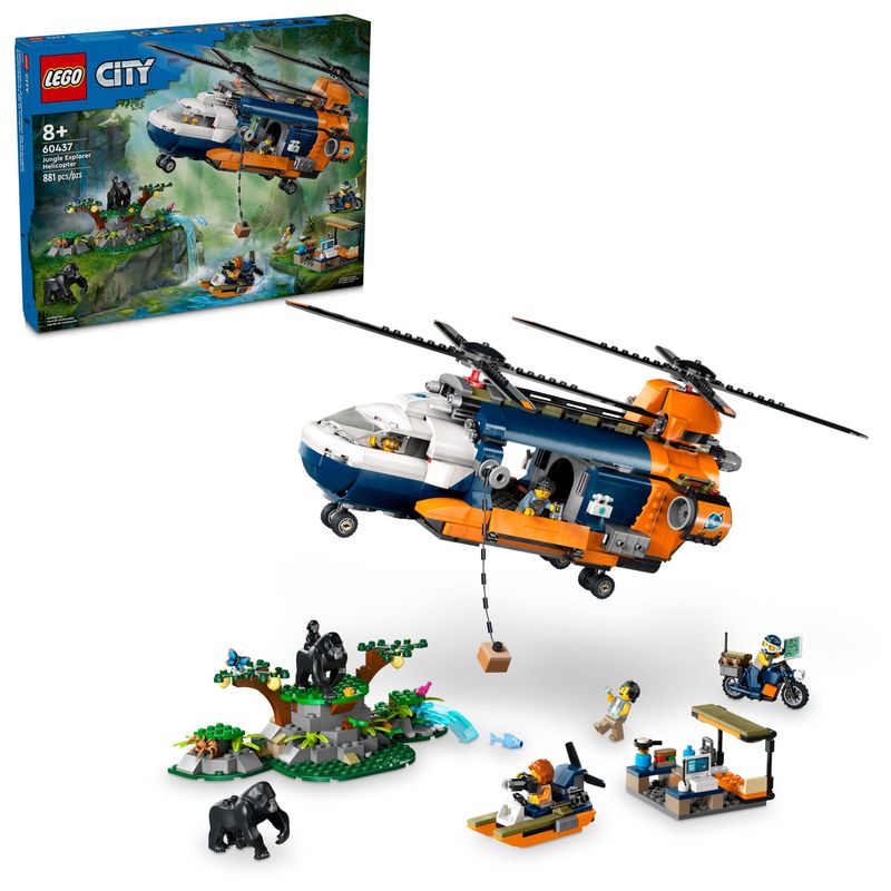LEGO-City-Exploradores-de-la-Jungla--Helicoptero-en-Campamento-Base-60437