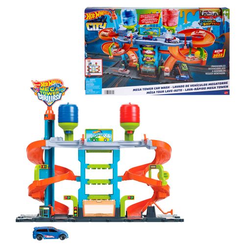 Hot Wheels City Set y Pista Mega Torre de Autolavado