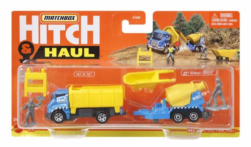 Matchbox Hitch y Haul Trailer y Boogie Set, incluye Figuras y Accesorios