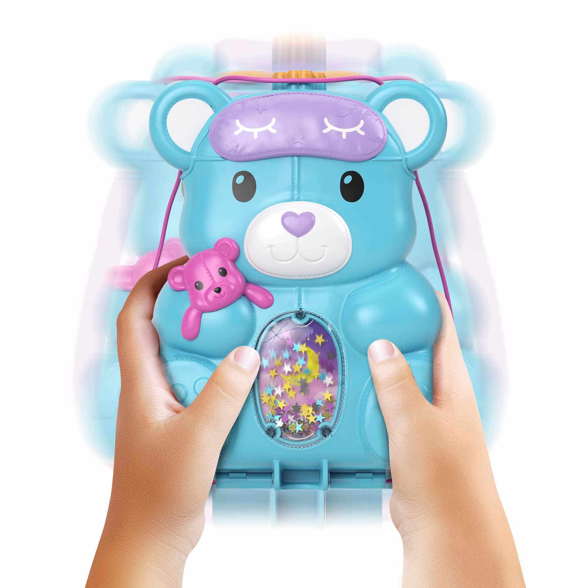 Bolso Fiesta De Pijamas Polly Pocket Con Forma De Osito | Incluye 2 Muñecas Y 16 Accesorios | Zona De Juego Con Cama, Piscina Y Tobogán | A Partir De 4 Años