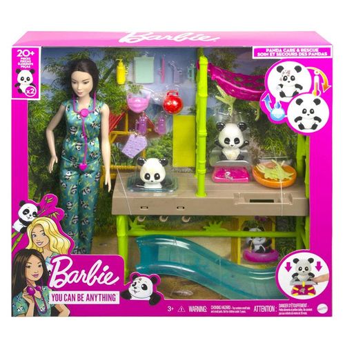 Barbie Set de Juegos Cuidadora de Pandas, Incluye 2 Pandas Bebés