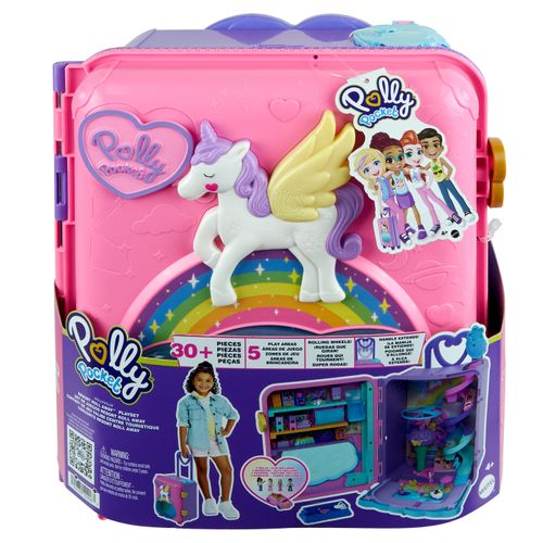 Polly Pocket Maleta con Resort con Alberca, Habitaciones, Helicóptero y más de 30 Accesorios