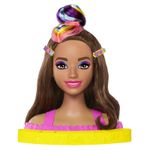 Mattel-Barbie-Muñeca-Peinados-Arcoiris-Neon-Castaña-HMD80