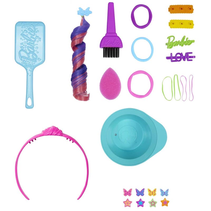 Mattel-Barbie-Muñeca-Peinados-Arcoiris-Neon-Castaña-HMD80