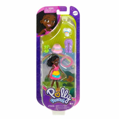 Polly Pocket Muñeca Lila Shimmer y Shine con 5 accesorios