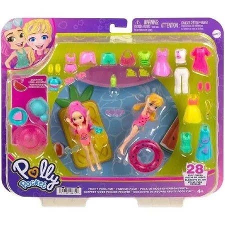 Polly Pocket Set de Juegos Moda de Playa 2 Muñecas con más de 15 accesorios