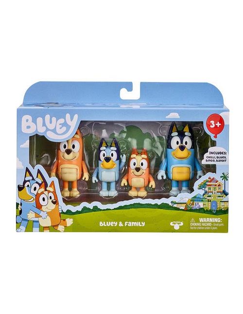 Bluey Mini Muñecos 4 Pack Bluey, Bingo, Papá y Mamá