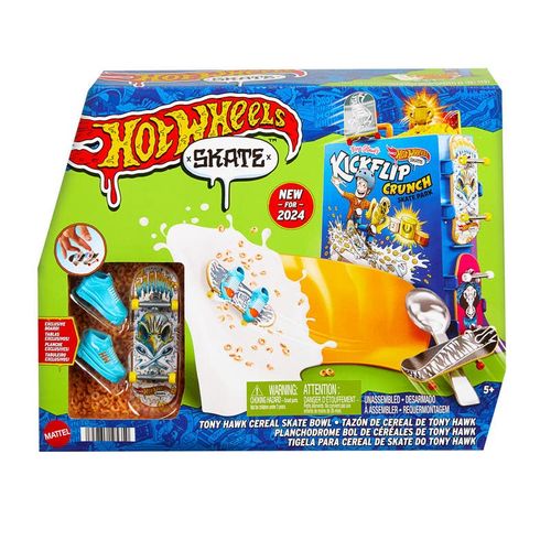 Hot Wheels Skate Park Bowl de Cereal Incluye Patineta y Sneakers