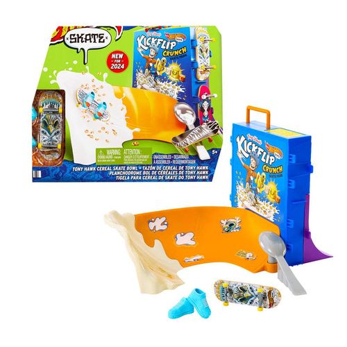 Hot Wheels Skate Park Bowl de Cereal Incluye Patineta y Sneakers